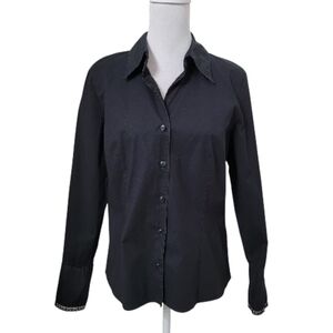 Talbots Size 12 Black Long Sleeve Button Down French Cuff Shirt, Exc. Used Cond.